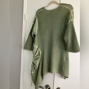 Zele Sage Green Knit Scoop Neck Oversized Tunic Sweater Size 2(M) NWOT